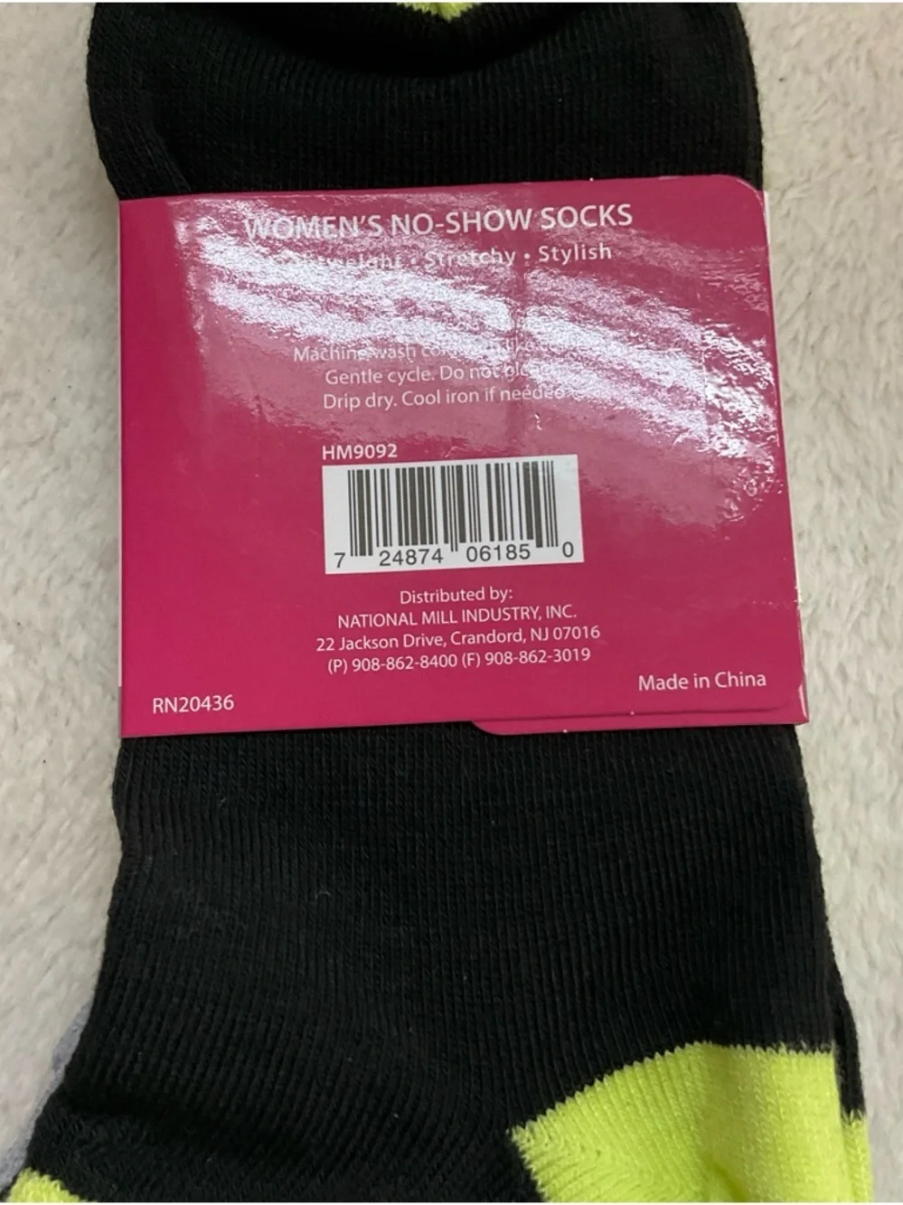 Women's No-Show Socks in Grey and Neon Yellow - 2 Pairs